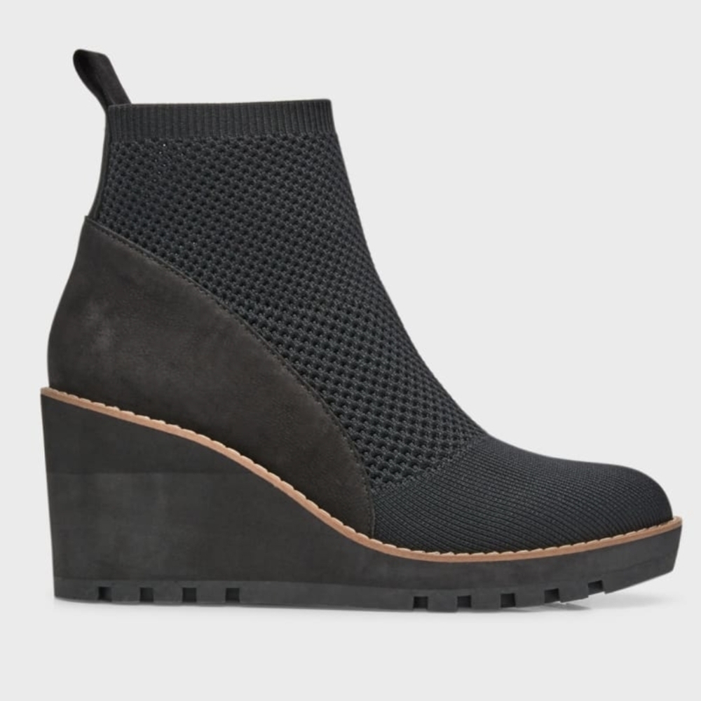 Eileen Fisher Quill Stretch Knit Booties Black Women's 7.5
